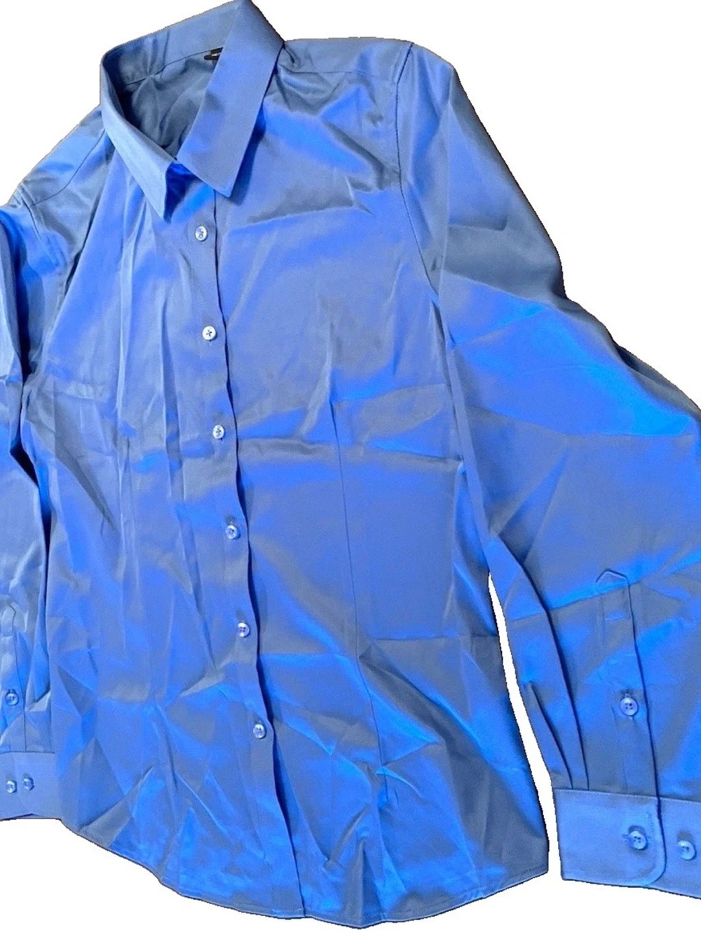 Classic Blue Button-Down Shirt - Women's Collared Top